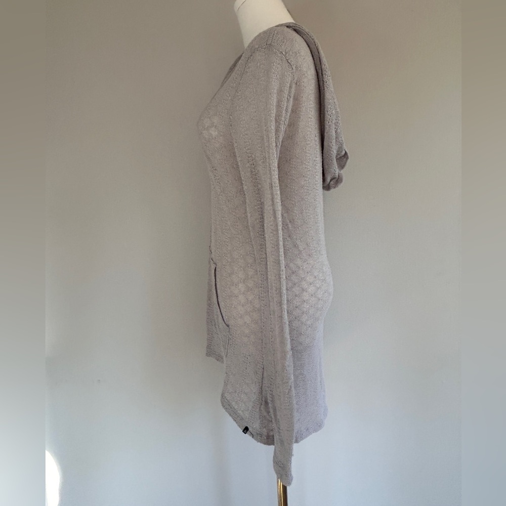 Y2K VOLCOM Hooded Sheer Open Knit V-Neck Long Sleeve Top Indie Grunge Skater M/L - Picture 12 of 16
